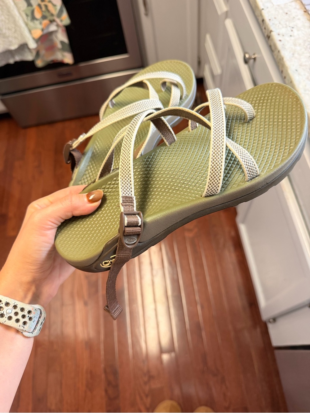 Chaco Olive Green and Beige Strappy Sandals